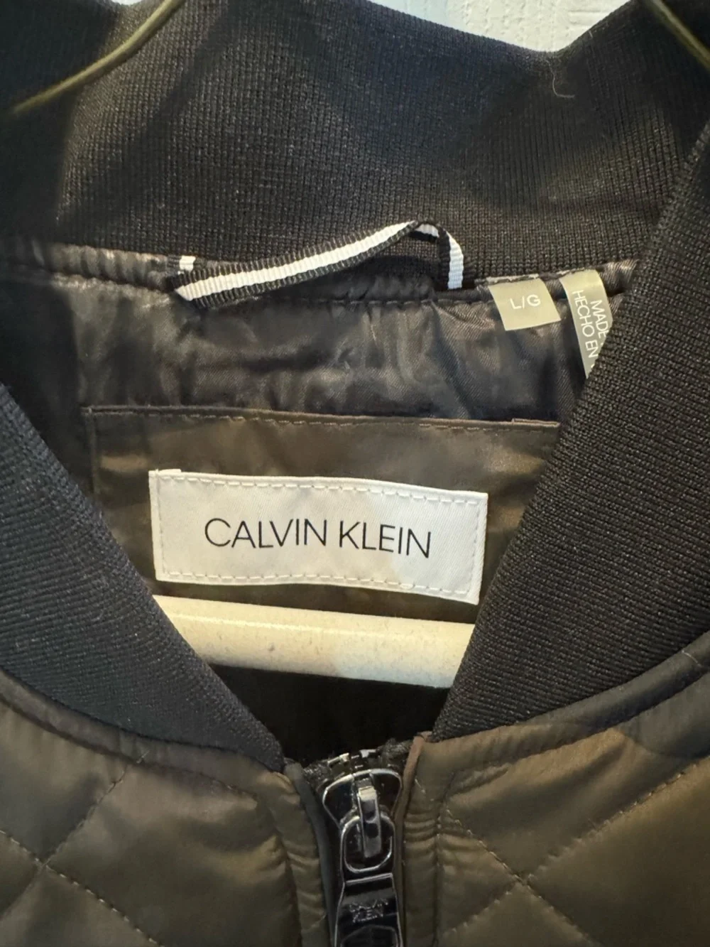 Calvin Klein Quilted Camo Bomber Jacket - Olive & Black